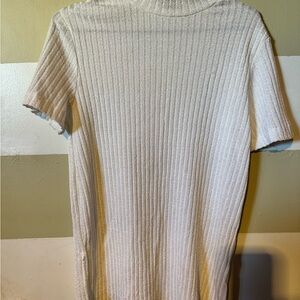 Abella Bella Mode Shimmery Cream Ribbed Top